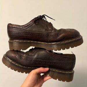 Vintage 1990s Dr. Martens Black and Brown Leather Wingtips Made in England 9